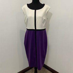 London Times Purple Sheath Dress, Size 14